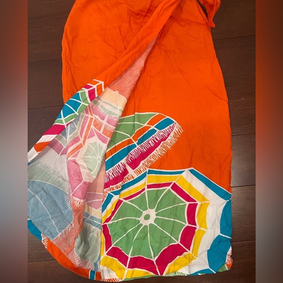 vintage retro Esprit Orange & Pink Sarong with Tropical Design - Picture 2 of 11